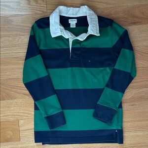 Crewcuts Green and Navy Striped Shirt with White Collar